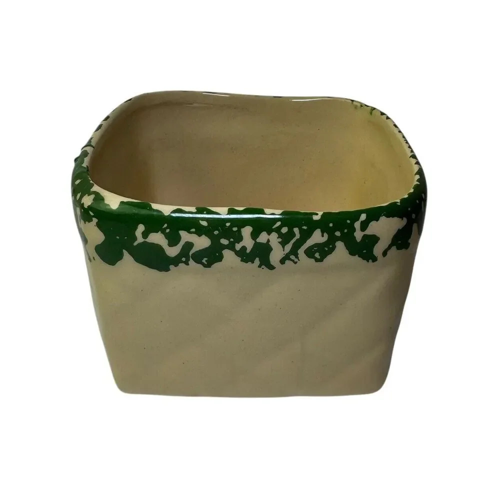 Vintage 1999‎ ALPINE POTTERY ROSEVILLE OHIO Square Bowl Floral Pattern 5